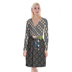 Long Sleeve Velvet Front Wrap Dress 