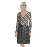 Phyllis Full  Long Sleeve Velvet Front Wrap Dress