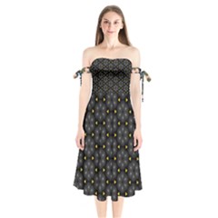 Shoulder Tie Bardot Midi Dress 