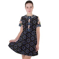 Short Sleeve Shoulder Cut Out Dress  