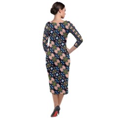 Quarter Sleeve Midi Velour Bodycon Dress 
