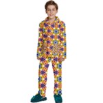 Wavey shapes pattern                                                    Kids  Long Sleeve Velvet Pajamas Set