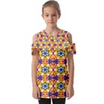 Wavey shapes pattern                                                    Fold Over Open Sleeve Top