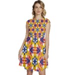 Wavey shapes pattern                                                       Cap Sleeve High Waist Dress