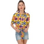 Wavey shapes pattern                                                              Tie Front Shirt