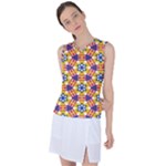 Wavey shapes pattern                                                             Women s Sleeveless Mesh Sports Top