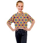 Wavey shapes pattern                                                            Kids Mock Neck Tee