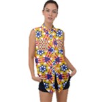 Wavey shapes pattern                                                             Sleeveless Chiffon Button Shirt