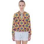 Wavey shapes pattern                                                             Women s Tie Up Sweat