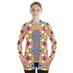 Wavey shapes pattern                                                             Women s Open Front Pockets Cardigan