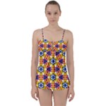 Wavey shapes pattern                                                             Babydoll Tankini Set