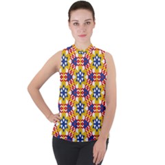 Mock Neck Chiffon Sleeveless Top 