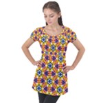 Wavey shapes pattern                                                             Puff Sleeve Tunic Top