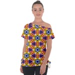 Wavey shapes pattern                                                             Off Shoulder Tie-Up Tee