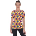 Wavey shapes pattern                                                             Shoulder Cut Out Short Sleeve Top