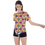 Wavey shapes pattern                                                               Asymmetrical Short Sleeve Sports Tee