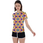 Wavey shapes pattern                                                              Back Circle Cutout Sports Tee