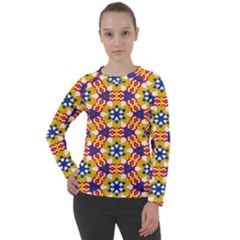 Wavey shapes pattern    Women s Long Sleeve Raglan Tee from ArtsNow.com