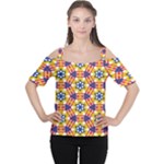 Wavey shapes pattern                                                              Women s Cutout Shoulder Tee