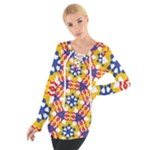 Wavey shapes pattern                                                               Women s Tie Up Tee