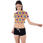 Wavey shapes pattern                                                              Tie Back Short Sleeve Crop Tee