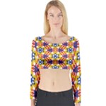 Wavey shapes pattern                                                              Long Sleeve Crop Top