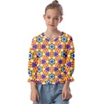 Wavey shapes pattern                                                            Kids  Cuff Sleeve Top