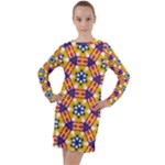 Wavey shapes pattern                                                                Long Sleeve Hoodie Dress