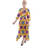 Wavey shapes pattern                                            Quarter Sleeve Wrap Front Maxi Dress