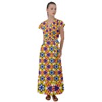 Wavey shapes pattern                                                                Flutter Sleeve Maxi Dress