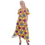 Wavey shapes pattern                                                               Cross Front Sharkbite Hem Maxi Dress