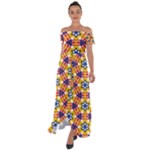 Wavey shapes pattern                                                              Off Shoulder Open Front Chiffon Dress