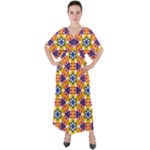 Wavey shapes pattern                                                                 V-Neck Boho Style Maxi Dress