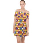 Wavey shapes pattern                                                            Off Shoulder Chiffon Dress