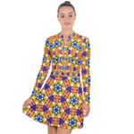 Wavey shapes pattern                                                                 Long Sleeve Panel Dress