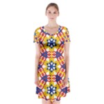 Wavey shapes pattern                                                                  Short Sleeve V-neck Flare Dress