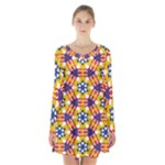 Wavey shapes pattern                                                              Long Sleeve Velvet V-neck Dress