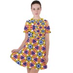 Wavey shapes pattern                                                             Short Sleeve Shoulder Cut Out Dress