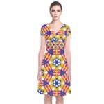 Wavey shapes pattern                                                              Short Sleeve Front Wrap Dress