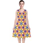 Wavey shapes pattern                                                             V-Neck Midi Sleeveless Dress