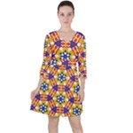 Wavey shapes pattern                                                              Quarter Sleeve Ruffle Waist Dress