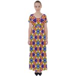 Wavey shapes pattern                                                             High Waist Short Sleeve Maxi Dress