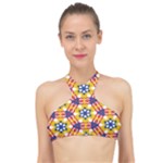 Wavey shapes pattern                                                             High Neck Bikini Top