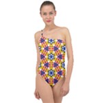 Wavey shapes pattern                                                             Classic One Shoulder Swimsuit