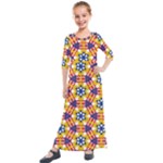 Wavey shapes pattern                                                             Kids  Quarter Sleeve Maxi Dress