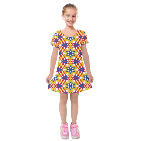 Wavey shapes pattern                                                                  Kids  Short Sleeve Velvet Dress from ArtsNow.com