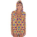 Wavey shapes pattern                                                              Women s Long Sleeve Hooded T-shirt