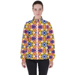 Wavey shapes pattern                                                              High Neck Windbreaker (Women)