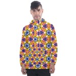 Wavey shapes pattern                                                             Men s Front Pocket Pullover Windbreaker