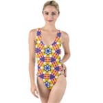 Wavey shapes pattern                                                            High Leg Strappy Swimsuit